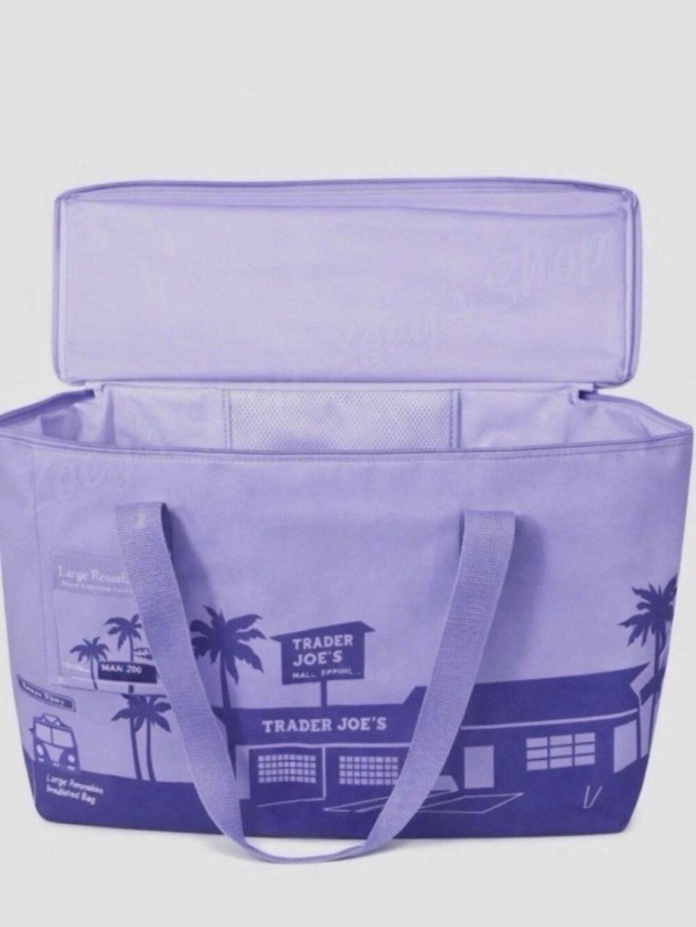 Trader Joes Large Reusable Insulated Bag Purple Rain 8 Gallon NEW